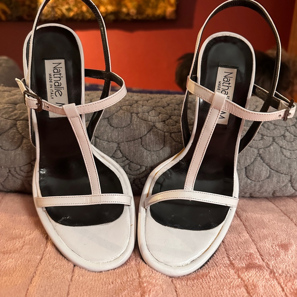 ✨ Nathalie M Italian White Leather Heels 👠 | Size 37 | EUC | Wedding Ready 💍